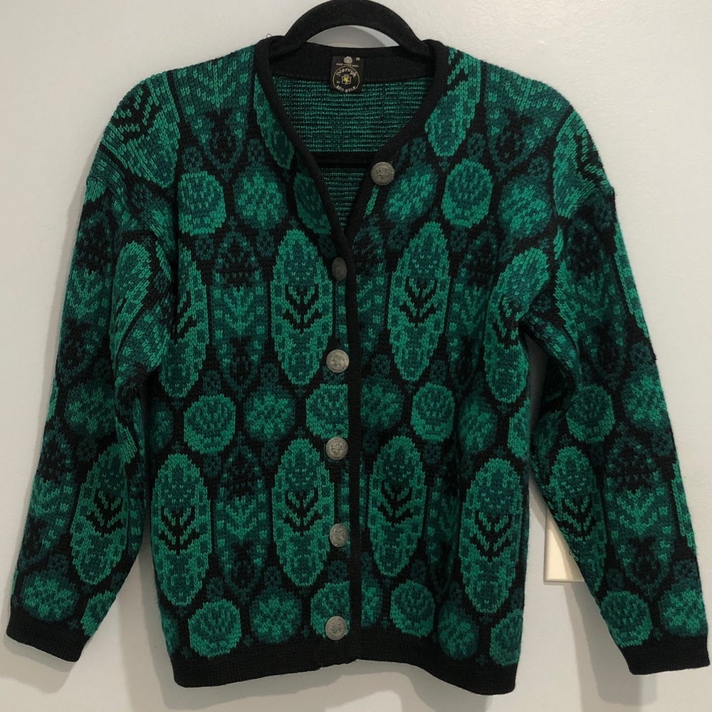 Vintage Norvyk by Ren-Dale Size M Nordic Fair Isle Wool Ski Cardigan Hipster